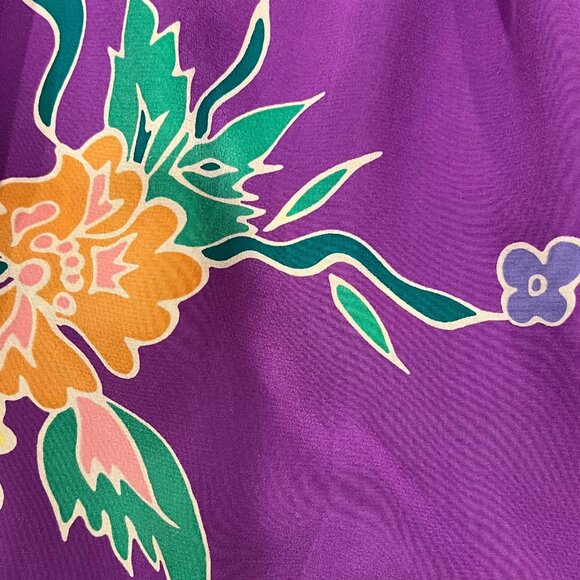 LUX Silk Baby Doll Mini Dress, Pockets, Purple Floral, M - Picture 6 of 8